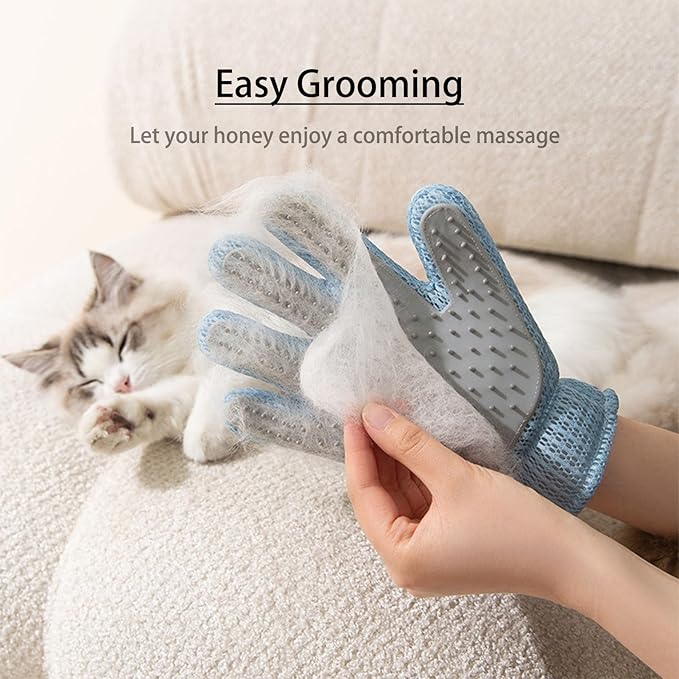Pet Hair Remover Glove for Dogs & Cats,2-in-1 Massage Grooming Tool, Efficient Deshedding Brush with Soft Spikes, Gentle Fur Removal and Cleaning Glove for Shedding Control