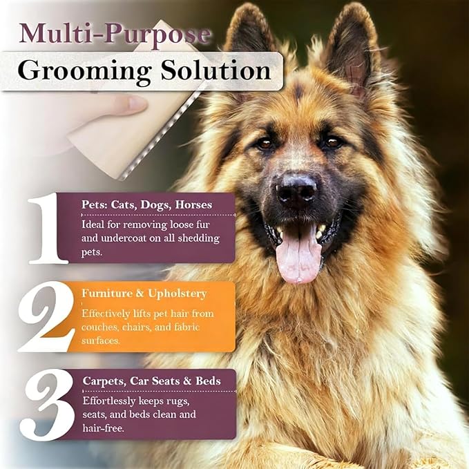 Cat Shedding Brush - Undercoat Remover Comb | Wooden Pet Grooming Brush for Kittens and Medium Large Cats, Removes Loose Long and Short Hair, Gentle Tool for Healthy Coat Care