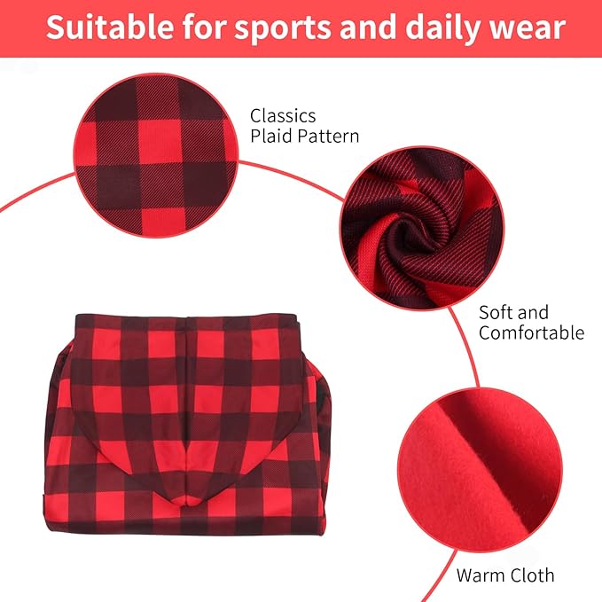 Plaid Dog Sweaters Hoodies Sweatshirts for Dogs Cats, Warm and Soft Cold Weater Coats for Christmas (Red, X-Large)