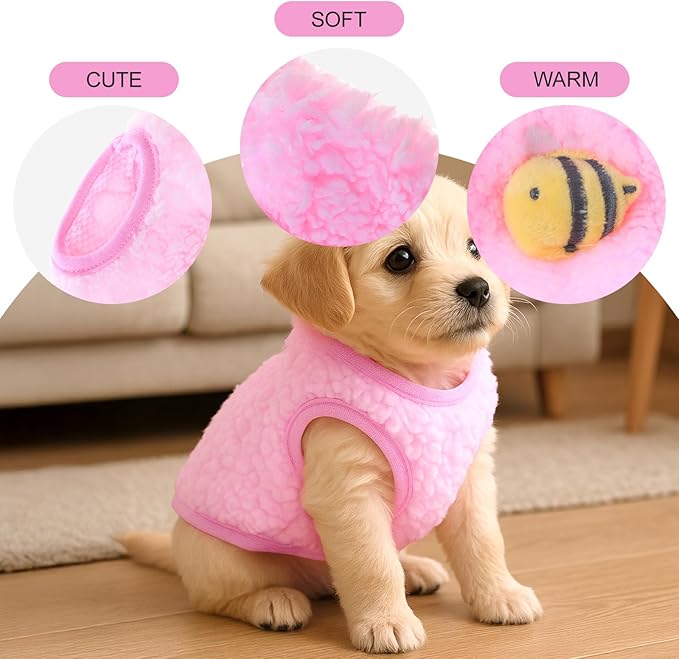 3 Pcs Kitten Clothes, Yorkie, Chihuahua Puppy Clothes, Colorful Teacup Dog Cat Vest with Bee Pattern, Soft Small Dog Sweater, Cute Puppy Jumper for Mini Newborn Dogs,Cat (XX-Small)