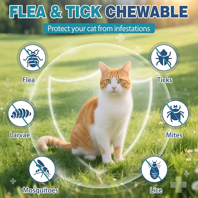 Chewable Flea Treatment for Cats Flea and Tick Prevention for Cats of All Breeds and Ages 400 Chewable
