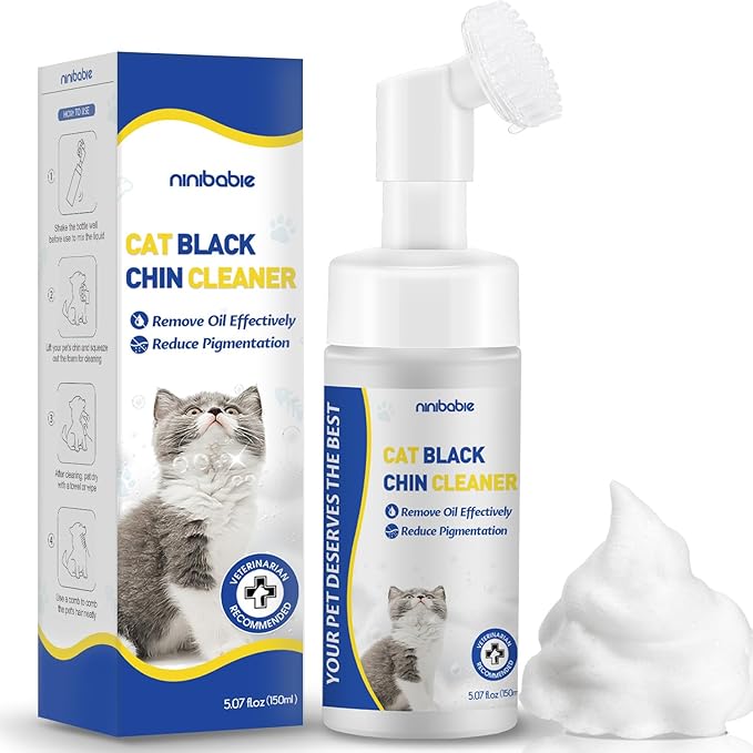 Cat Black Seed Cleaner,Remove Chin Blackheads,Cat Chin Grooming Wash,2-in-1 Wash and Brush for Stubborn Dirt,Cruelty-Free and Freshness 5.07 fl.oz