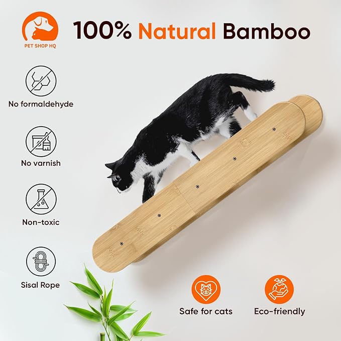 Cat Wall Shelves Furniture for Climbing - Cat House Wall Mounted - Indoor Wooden Floating Furniture - Different Models Including Shelves, Perches, Hammock, Bed, Bridges, Walkways