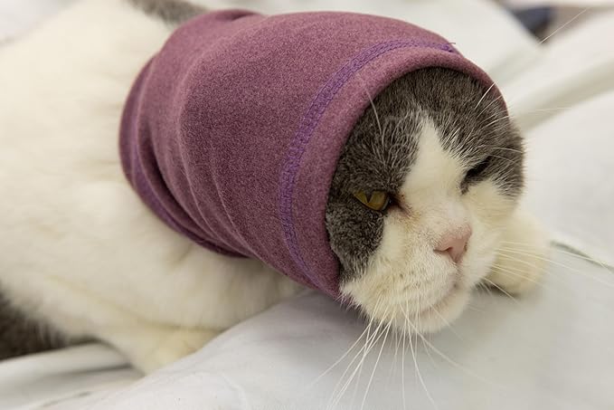 Cat Snood Cover Noise Cancelling Ear Wrap Neck Cat Head Cover Ear Wrap for Baths Pail Lilac S
