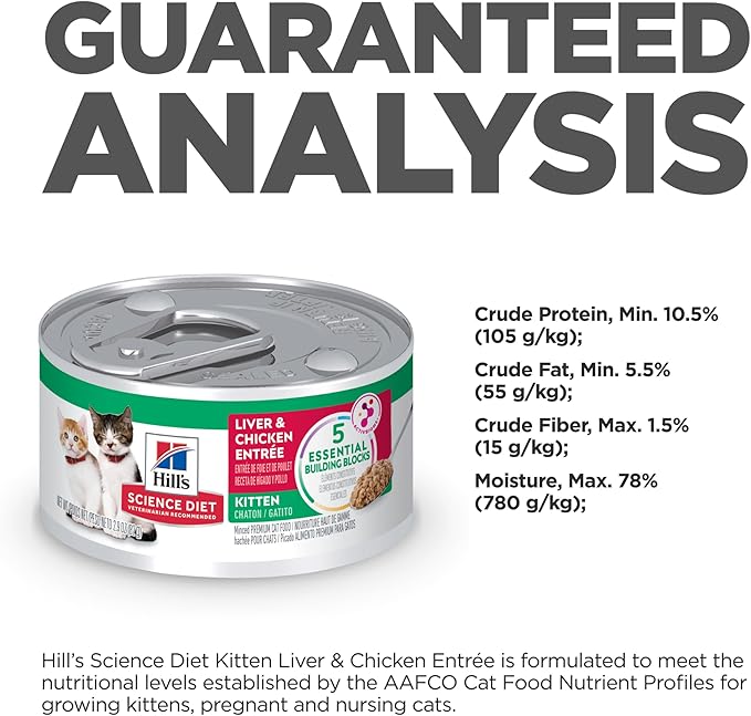 Hill's Science Diet Kitten Wet Cat Food, Liver & Chicken, 2.9 oz. Cans, 24-Pack