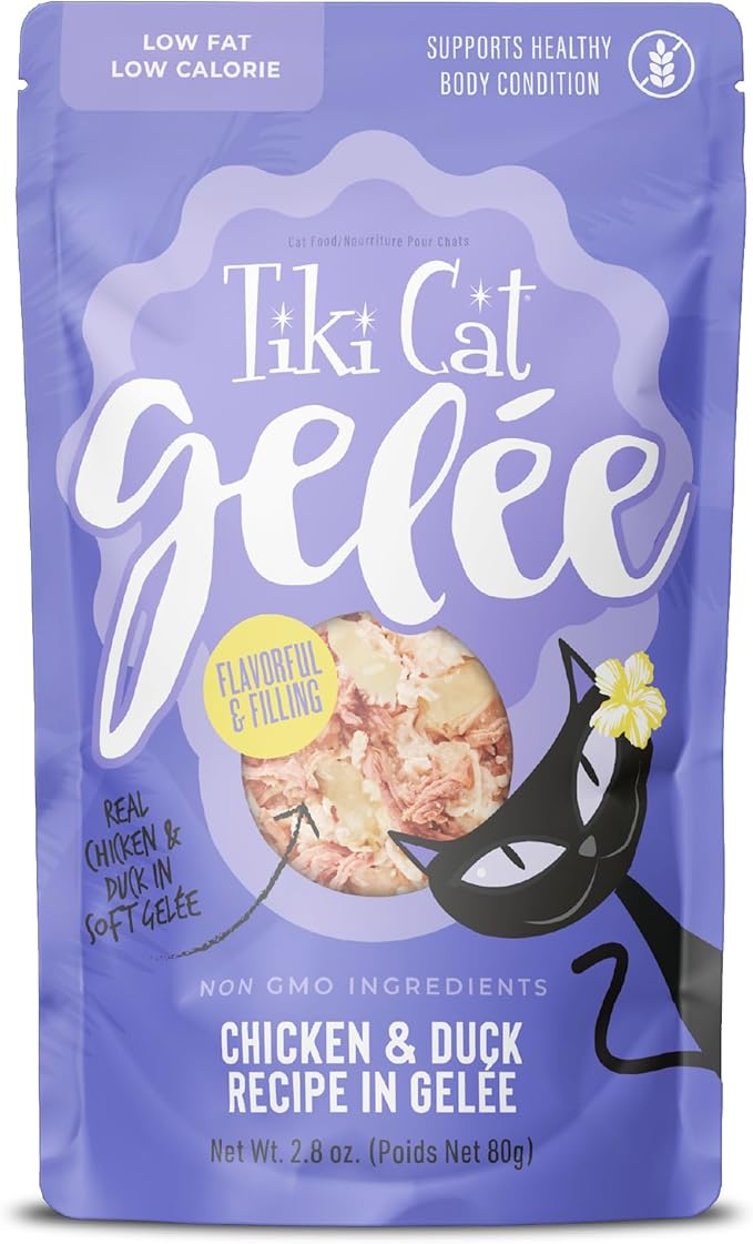Tiki Cat Luau Lean Gelee Wet Cat Food, Chicken & Duck, 2.8 oz. Pouch (12 Count)