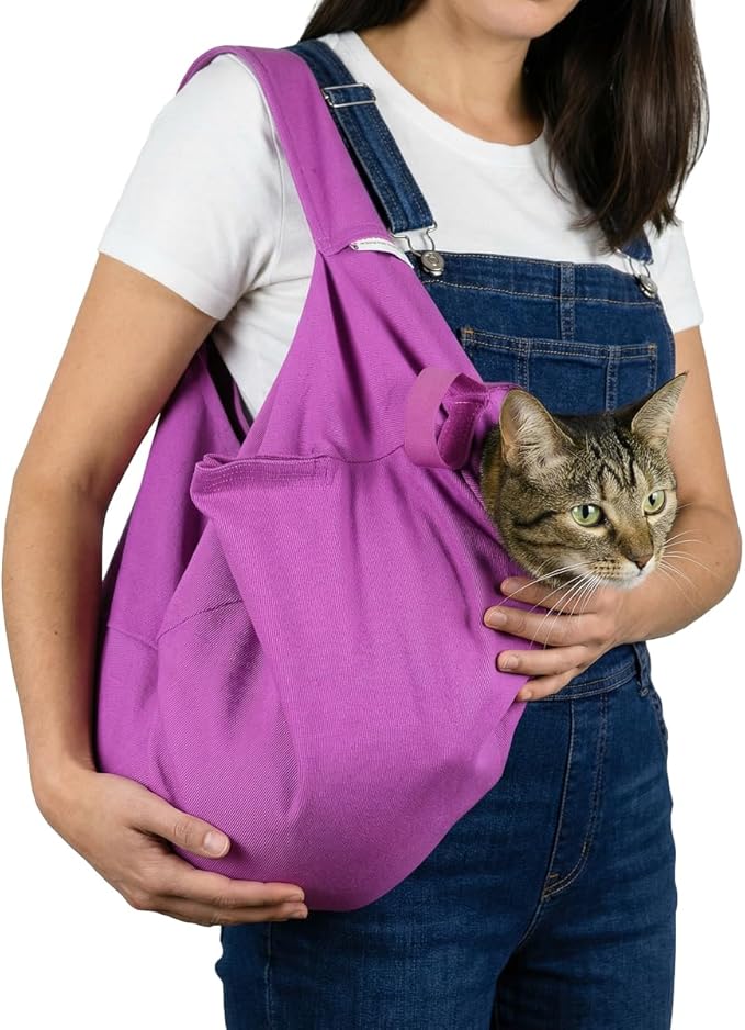 Cat-in-the-Bag Cozy Comfort Carrier - Large Lavender Pet Carrier and Cat Carrier Soft for Grooming, Vet Visits, Medication Administration, Dental Care, and Nail Trimming