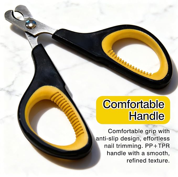 Professional Pet Nail Clippers(Yellow,2-Pack) for Cats & Small Pets, Upgraded Stainless Steel Claw Trimmers for Kittens, Puppies, Rabbits & Small Dogs