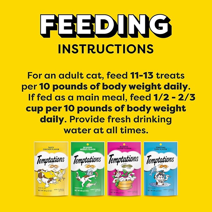 Temptations Cat Treats Classic Crunchy and Soft Feline Favorites Variety Pack, 3 oz. Pouches (Pack of 6)