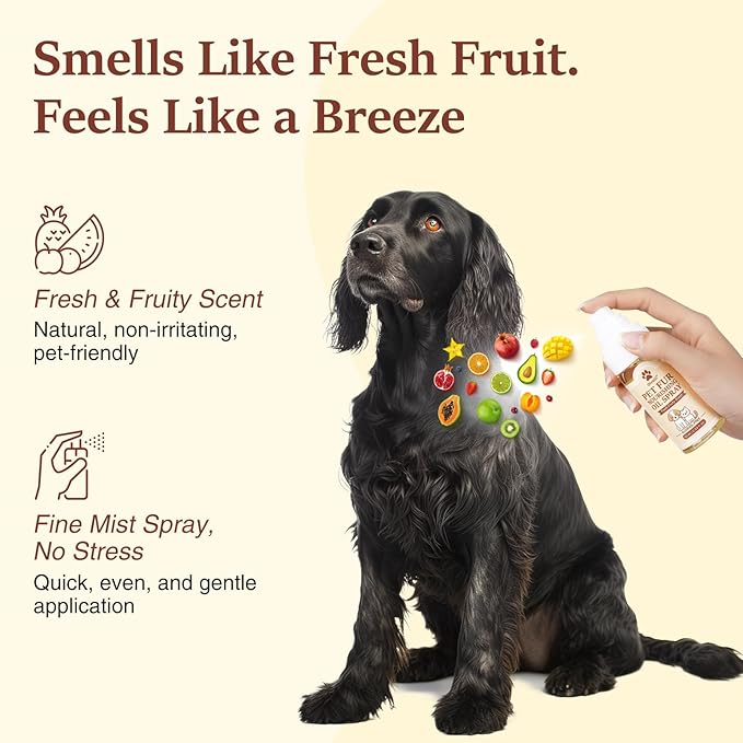 Dog & Cat Fur Oil & Coat Conditioning Spray – Leave-In Detangler & Conditioner Reduces Shedding with Coconut & Jojoba Oil – Natural,Alcohol-Free – Soft, Shiny Fur for Doodles, Poodles & Toy Breeds