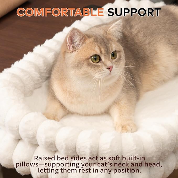 CHEERPALS Cat Desk Bed with Reversible Cushion, 90°Foldable Cat Hammock for Desk Mounted, Suitable for Medium-to-Large Cats and Puppy, Clowd Series(White, Medium)