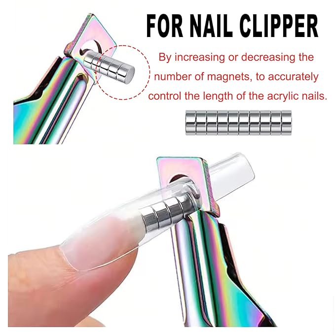 100pcs 5×2mm Mini Round Magnets for Nail Clippers, Measuring Artificial Nail Length, Multi-Use Cat Eye Nail Design Tools, Neodymium Magnet for Fridge Magnets, Crafts, Office Supplies