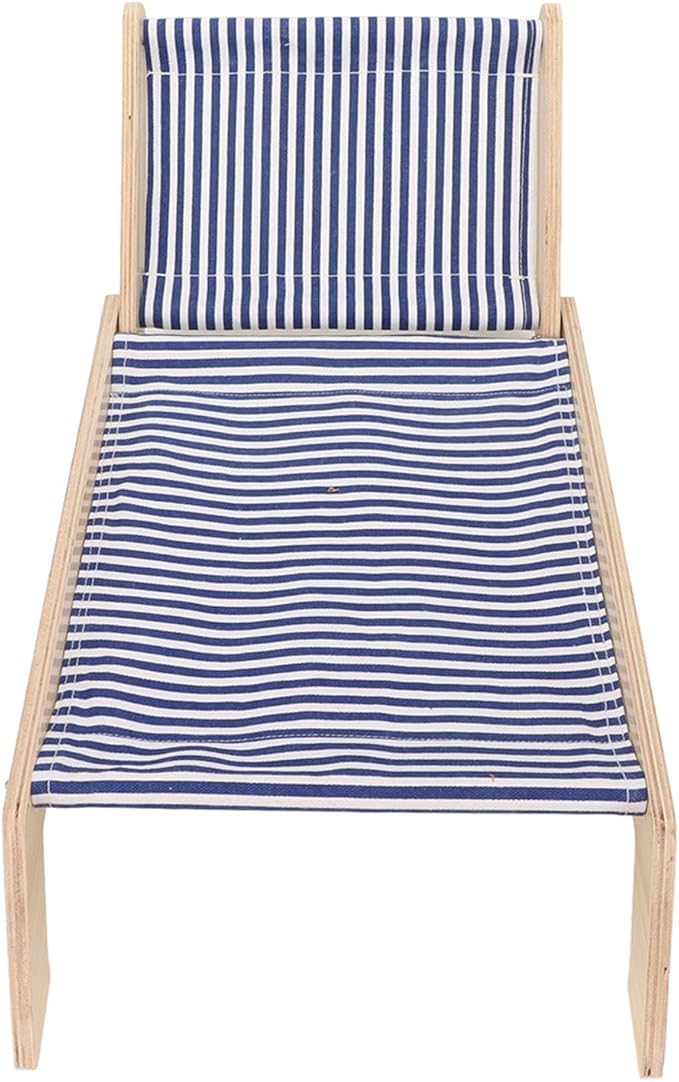 Cat Hammock Bed with Wooden Frame, Anti Shaking Swing Chair for Cats, Premium Sisal and Canvas Raised Sleeping Bed with Scratcher, Minimalist Design Pet Furniture for All Seasons (Beach Chair)
