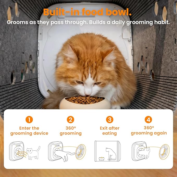 Cat Self Groomer Neo with 360° Skin Friendly Brush Self Cleaning Automatic Fur Collection Grooming House for Hairball Control and Shedding Relief Autocomb Cat Auto Grooming Box for All Cats