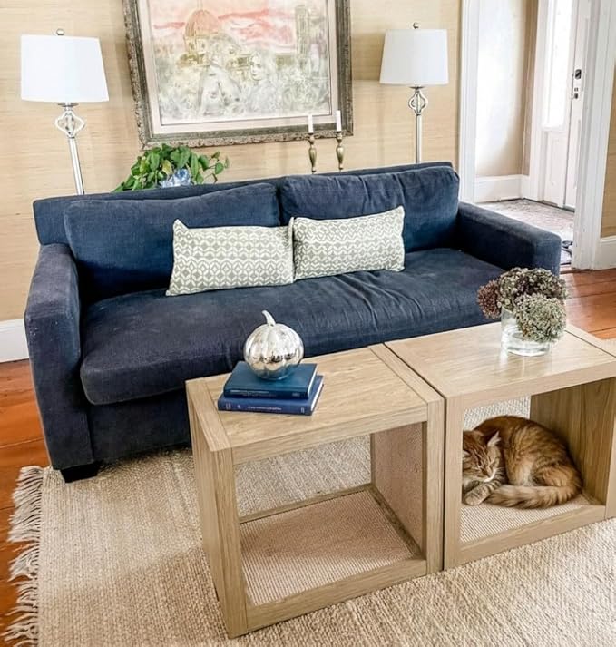 Designer Pet Products 2-in-1 Cat Scratcher End Table – Modern Wood Side Table with Customizable Sisal Scratching Pad – Versatile Furniture for Cats and Home Decor