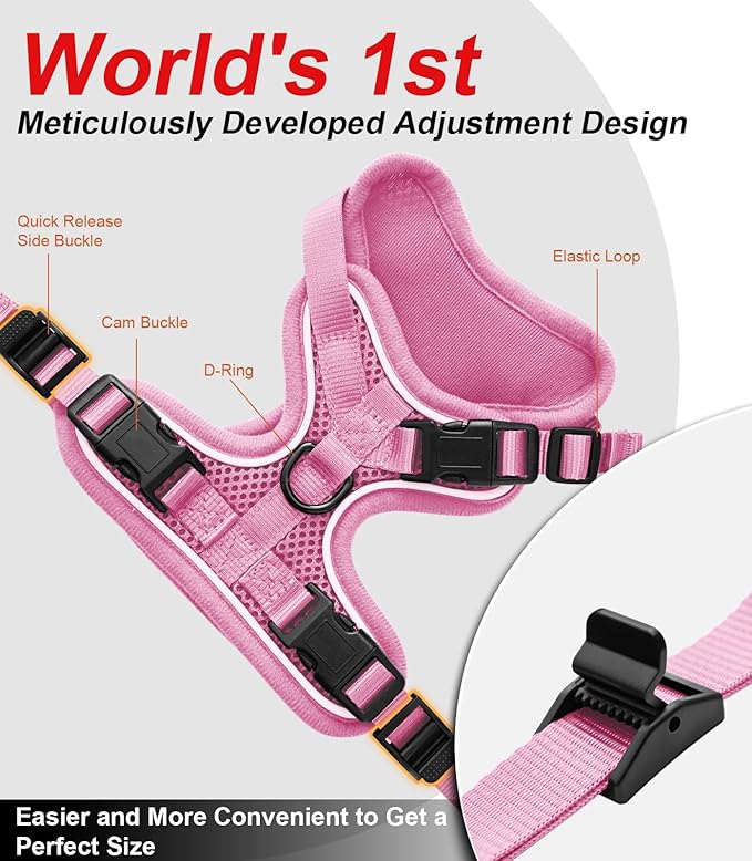 Cat Harness and Leash for Walking Escape Proof Soft Adjustable Cat Leash Breathable Comfortable Vest Easy to Wear Kitten Harness for Outdoor Travel (Pink, M (13-18lb))