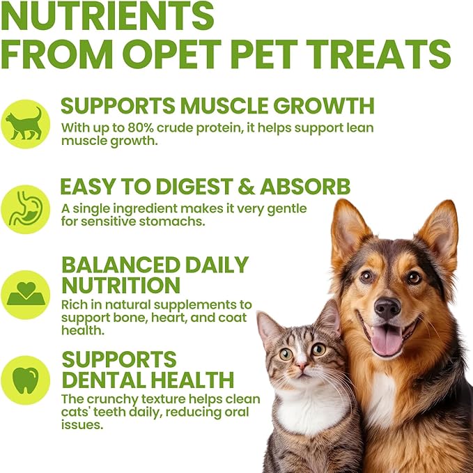 OPET Freeze Dried Cat & Dog Treats, Single Ingredient Chicken Bites for Cats & Dogs, High Protein Pet Training Treats (7 oz, Chicken)