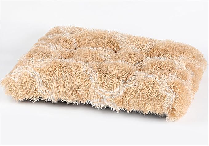 Long Plush Calming Pet Bed Cuddler Pet Bed for Dogs and Cats Fluffy Faux Fur Dog Bed with Anti Slip Bottom Machine Washable Pet Sleep Bed Crate Mat Geometric Brown 2XL