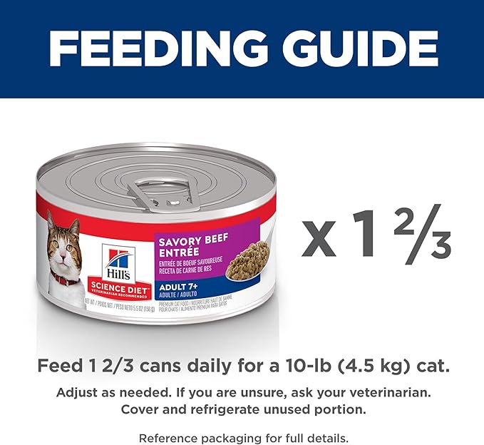 Hill's Science Diet Adult 7+ Wet Cat Food, Beef Minced, 5.5 oz. Cans, 24-Pack