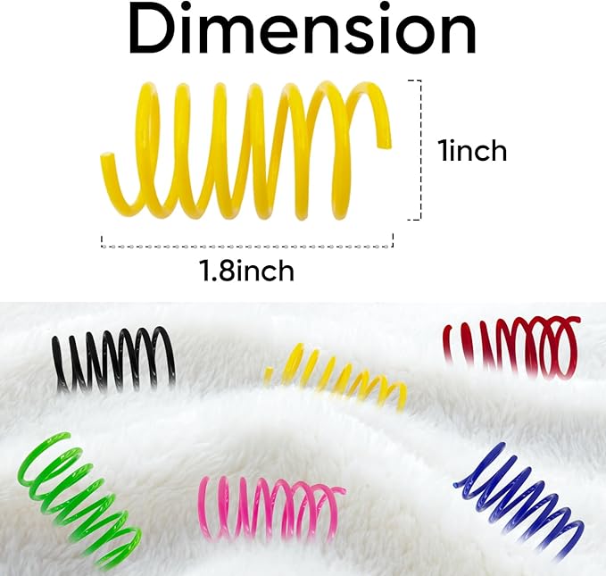 6Colors Plastic Spring Cat Toys, 30 Pack Spiral Springs for Indoor Cats to Swat, Bite, Hunt, Interactive Toys for Cats and Kittens