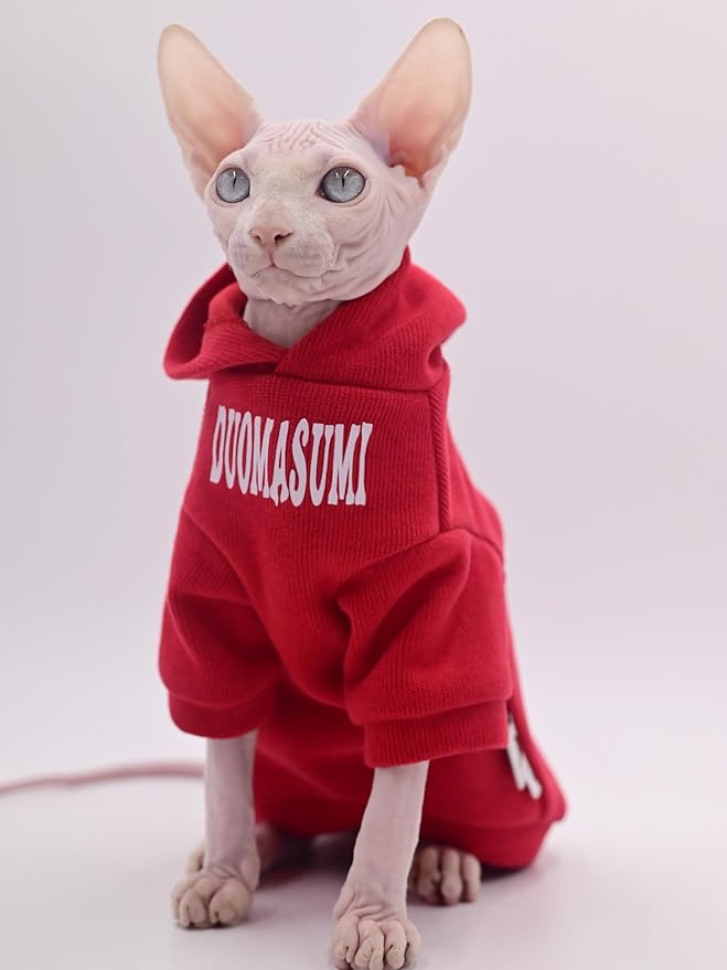 Sphynx Cat Apparel Kitty Clothes Autumn and Winter Hairless Cat Outfits Bald Cat Clothes for Devon Rex Cats, Cornish Cats (Large)