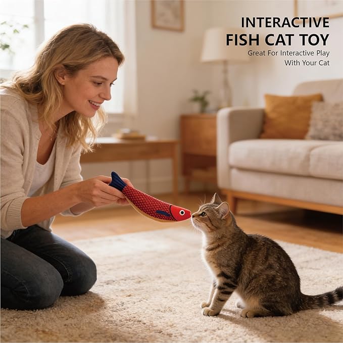 Cat Toys with Soft Chew Kicker Cat Toys for Indoor Cats & Kittens, Crinkle &Rattle Fish Sound Toy (1 Pack)