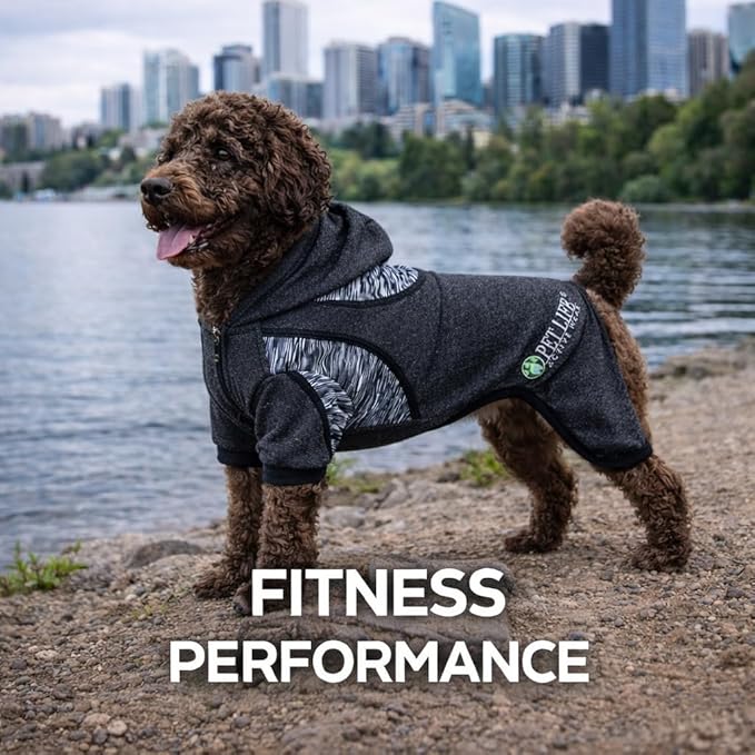 Pet Life ® Active Pawsterity Mediumweight 4-Way-Stretch and Quick Dry Yoga Fitness Year-Round Hooded Tracksuit Dog Sweater