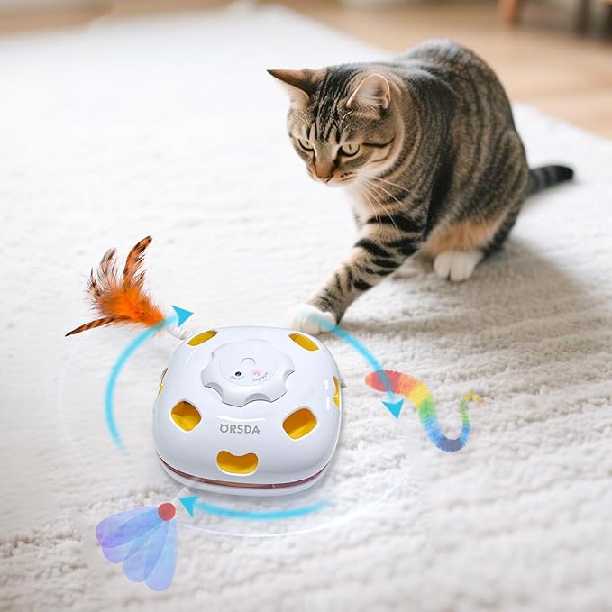 ORSDA 3PCS Wand Replacement 4 in 1 and 5 in 1 Interactive Electric Cat Toys for Indoor Cats, Feathers, Sequins, Caterpillars for Automatic Kitten Toys (Only Suitable for T65 & T85 Cat Toy)