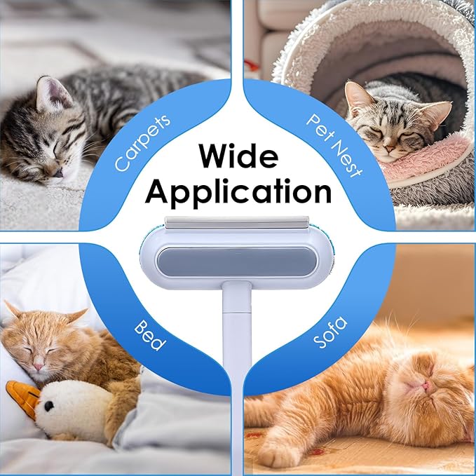 4 Pack Pet Hair Removal Tool, 2026 New 4 in 1 Dog Cat Hair Remover for Furniture, Reusable Pet Hairs Remover Brush with Extendable Handle, Multifunctional Fur Cleaner for Couch Carpets Bedding Clothes