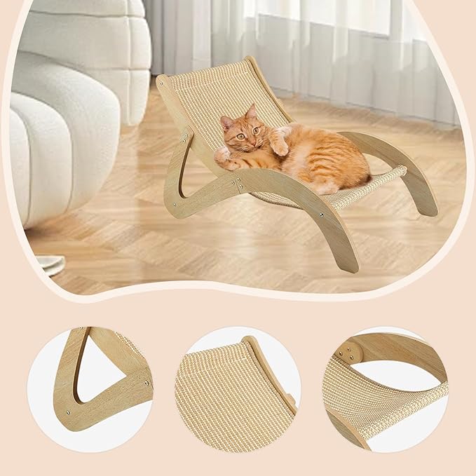 Baoblaze Cat Scratcher Bed Hammock, Furniture Protection Portable Sleeping Scratching Lounge Elevated Bed for Puppy Indoor Bunny