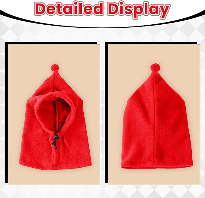 Pet Neck Warmer with Hat, Leopard Print, Adjustable Drawstring, Soft Polyester, for Dogs and Cats (Red, Medium)
