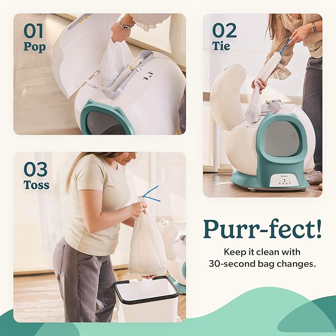 Petcove Automatic Self Cleaning Litter Box for Multiple Cats - PurrTek with Smart App (5GHz Wi-Fi), Triple Odor Control, Quiet Operation & Advanced Safety Sensors