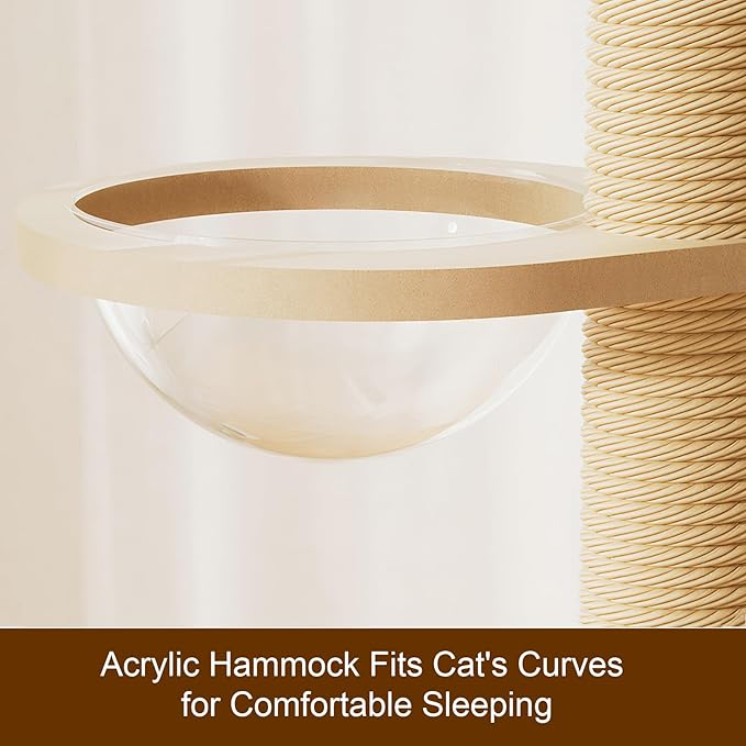Floor to Ceiling Cat Tree, Cat Tower with Scratching Post, Adjustable Height(98-110 Inch), Large Wood Condo Cave Bed and Hammock, Modern Cat Activity Tree (98-110 Inch)