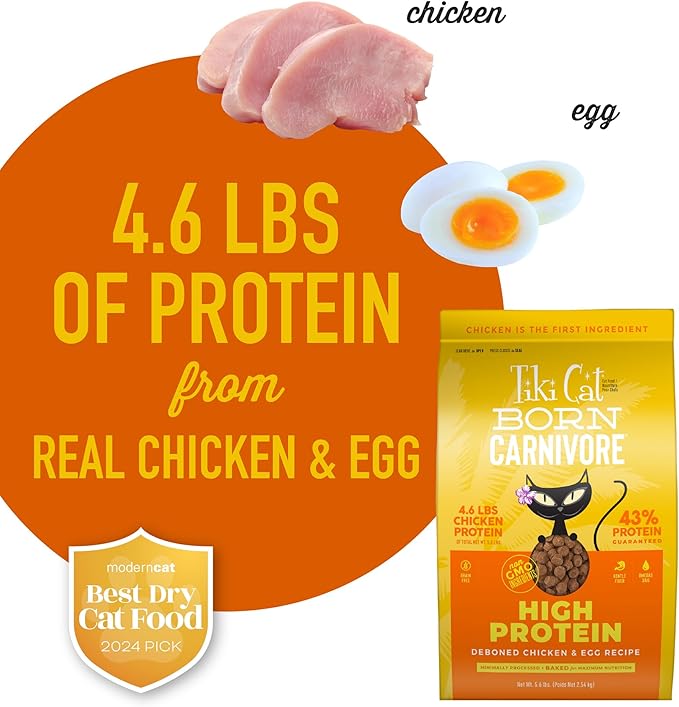 Tiki Cat Born Carnivore High Protein Dry Cat Food, Deboned Chicken & Egg, 5.6 lbs. Bag