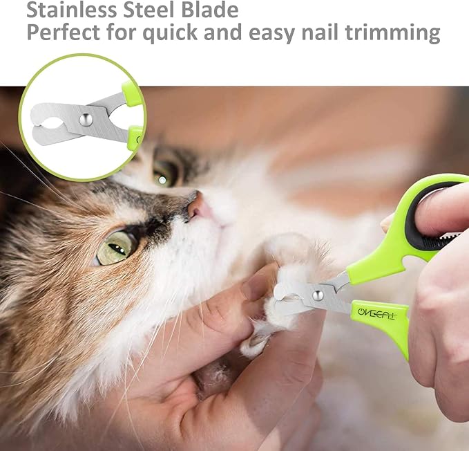 Pet Nail Clippers, Update Version Cat & Kitten Claw Nail Clippers for Trimming, Professional Pet Nail Clippers Best for a Cat, Puppy,Rabbit, Kitten & Small Dog,Sharp & Safe (Green)
