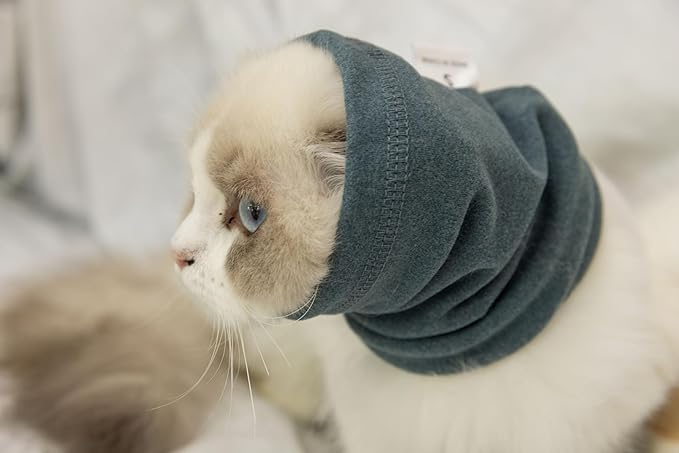 Cat Ear Cover Ear Wrap Hematoma Compression Keep Calm Comfort Anti Anxiety Relief Snood for Dog Aqua Blue S