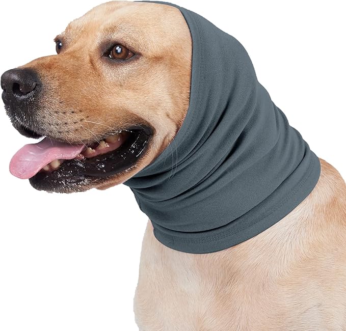 Soothing Dog Ear Cover Noise Anxiety Dog Ear Muffs Noise Protection Snood for Bath Blue M