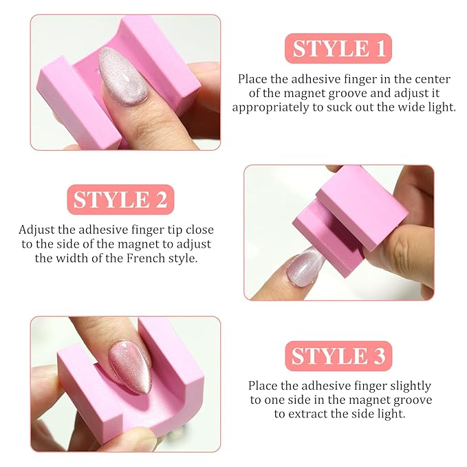 Cat Eye Magnet for Nails,2PCS Professional Nail Magnet Tool for Cat Eye Gel Nail Polish,Suitable for Personal DIY, Nail Studio or Nail(WhitePink)