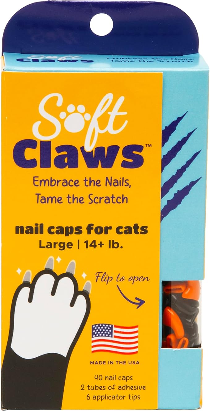 Soft Claws Safe Scratch-Free Solution for Cats - CLS (Cleat Lock System), Size: Large, Color: Halloween (Orange & Black)