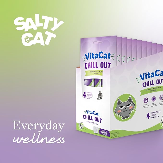Salty Cat VitaCat Chill Out Natural Creamy Tuna & Pumpkin Functional Tube Treats for Cats, 15g (12 Pack)