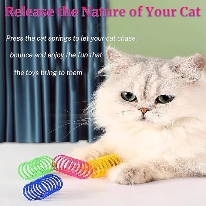12 PCS Colorful Interactive Cat Spring Toys, BPA-Free Durable Spiral Springs for Indoor Cats, Active Play