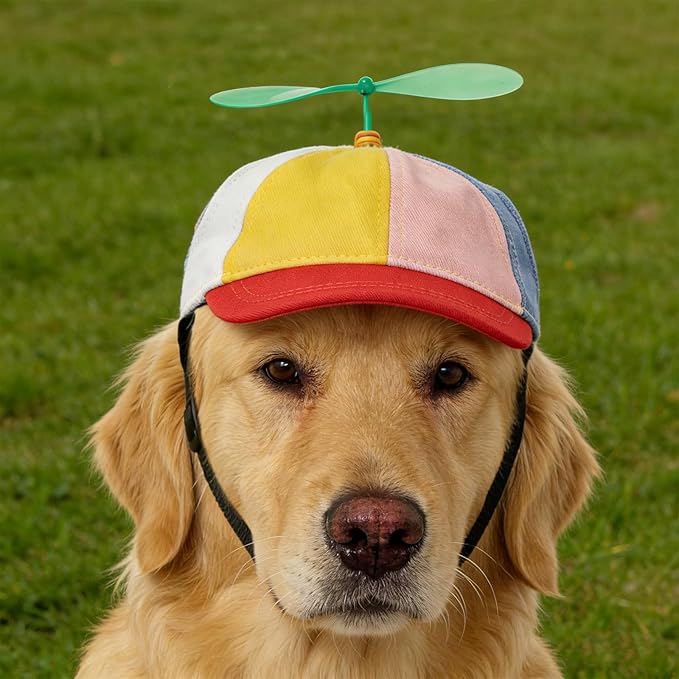 Cats Dogs Propeller Hat Halloween Costume Accessory for Cats Dogs Cute Funny Colorful Pets Rainbow Helicopter Hat Baseball Cap