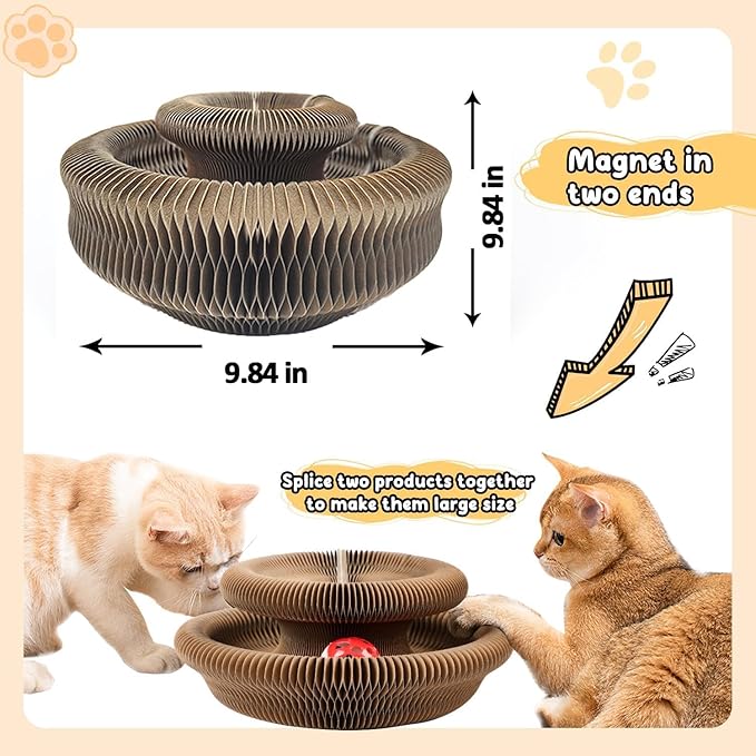 2-Pack Upgraded Kitty Curls Cat Scratcher, Magnetic Multi Shape Twisty Paws Cat Toy with Play Ball, Interactive Cats Toys for Indoor, Flexible Scratcher for Protection Furniture