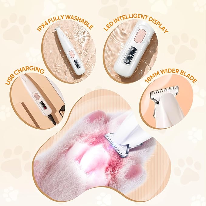 Pet MicroPrecision Trimmer, 2026 New Rechargeable Pet Trimmer, Waterproof Dog Hair Clipper for Home Use, Multifunctional Cordless Pets Clipper for Pets Owners (2)