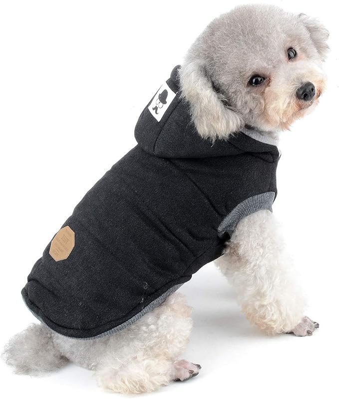 Winter Coats for Small Dog Cat Puppy Hoodies Pet Clothes Jacket Chihuahua Yorkie Walking Outdoor in Cold Weather Black S