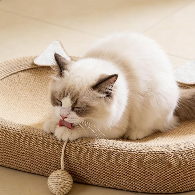 Gralara Cat Scratcher Bed Lounge Bed 2 in 1 Indoor Furniture Protector Kitten Grinding Claws Sturdy Scratching Board Scratch Pad, with Ears