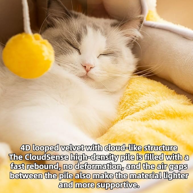Cat Bed Cave, Cute Cat Bed for Indoor Cat, Lovely Cat Houses for Indoor Cats for Cat, Warm Cave Bed for Puppy and Kitten (Purple,Small)