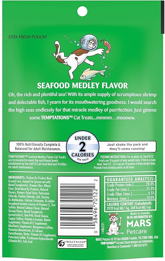 Temptations Cat Treats Temptations Huge Variety Pack, All 9 Flavors: Chicken, Medley, Turkey, Tuna, Catnip Fever, Beef, Surfer, Cookout 1 Pet Paws Notepad (9 Bags Total, 3 Ounces Each), 10 Piece Set