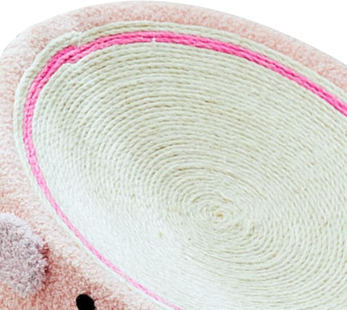 Cat Scratcher Bed Round Sisal Cat Scratcher Cardboard Cat Scratcher Lounge Bed Cat Scratcher Bowl Nest with Cartoon Pattern for Couch Carpets Sofas Protector (Pig)