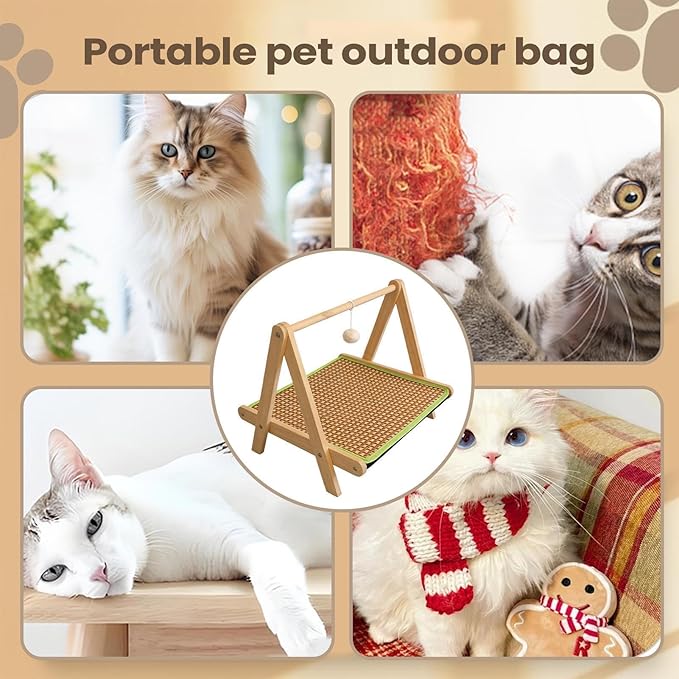 Cat Scratching Bed - Pet Lounger with Teaser Ball, Durable Scratch Pad and Resting, Cat Furniture | Engaging Play Exercise Climbing Sleeping Center for Indoor Outdoor Cats